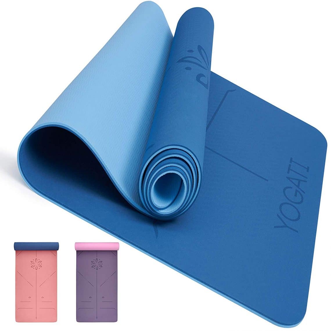 Tapis De Yoga Professionnel TPE Violet – 183x61cm, 6mm, Antidérapant, éco, Avec Sangle