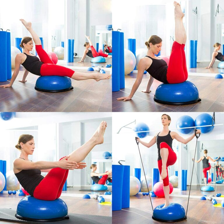 LUXTRI Ballon D'équilibre 58 Cm – Fitness, Cardio, Sangles élastiques Et Pompe Incluses – Bleu