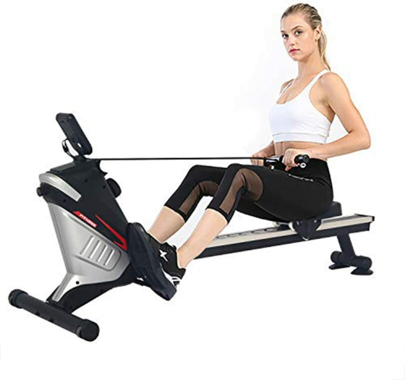 Rameur Magnétique PASYOU PW36 – Silencieux, Compatible Appli, écran LCD, Capacité 158 Kg, Résistance Réglable, Pour Salle De Sport Maison