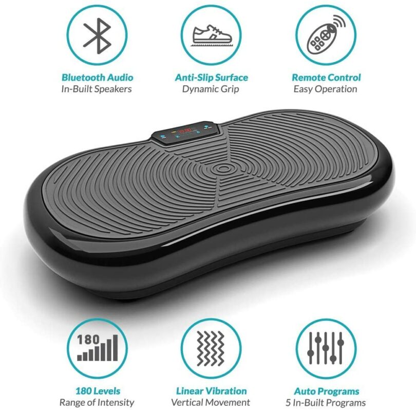 Plateforme Vibrante 3D Caroma – 99 Vitesses, écran Tactile LCD, Télécommande, Bandes De Résistance, 120 Kg Max
